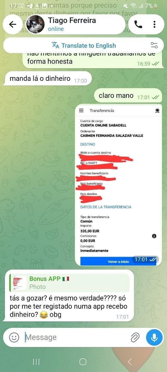 Captura de ecrã do pagamento